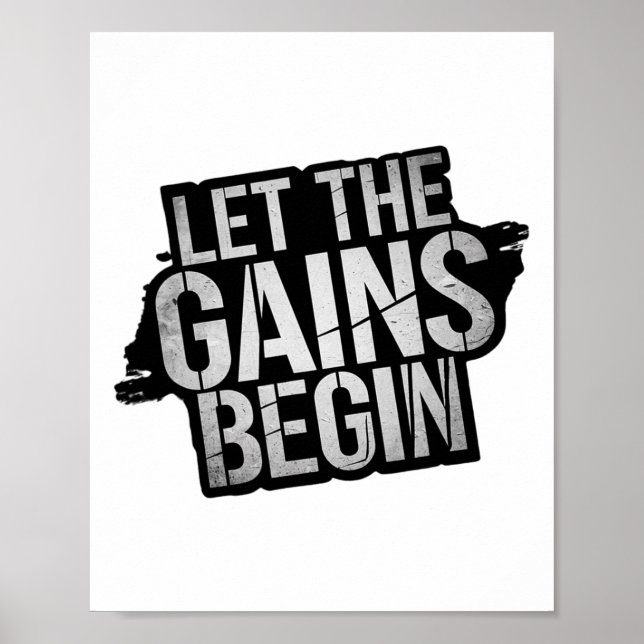 Affiche Que les gains commencent Gymnase Bodybuilding Fitn (Devant)