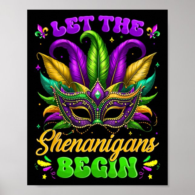 Affiche Que Les Shenanigans Commencent Mardi Gras Chemises (Devant)