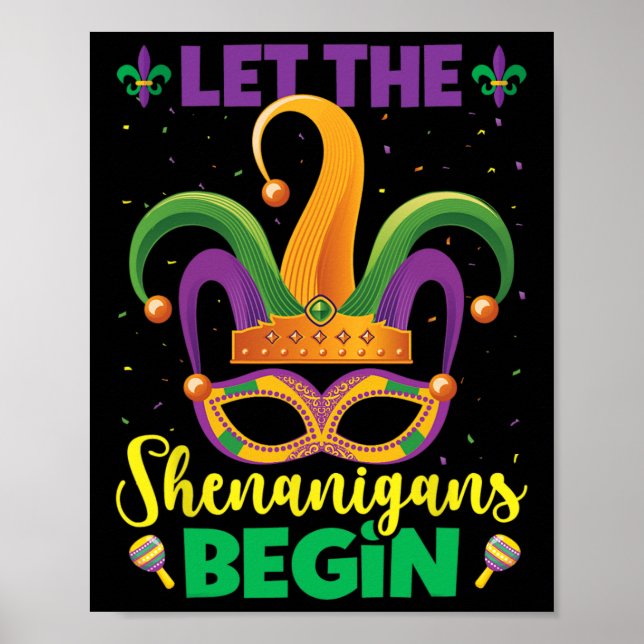 Affiche Que Les Shenanigans Commencent Mardi Gras Heureux  (Devant)