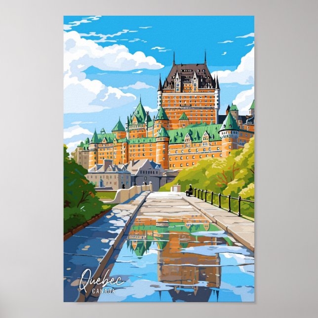Affiche Québec Canada Art Illustration de voyage vintage (Devant)