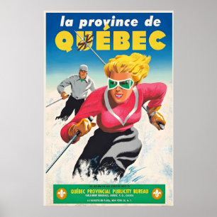 Affiche Québec Canada Montagnes Sport d'hiver Ski