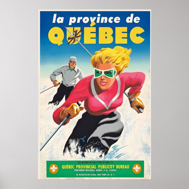 Affiche Québec Canada Montagnes Sport d'hiver Ski (Devant)