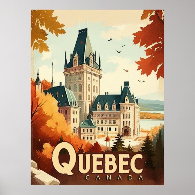 Affiche Québec, Canada Vintage voyage (Devant)