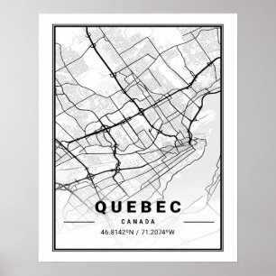 Affiche Québec Québec Québec Carte de la ville de voyage C