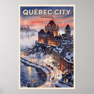 Affiche Québec Ville Canada Voyage Rétro