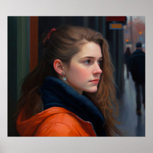 Affiche Québécois Québec Portrait femme peinture à l'huile