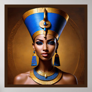 Affiche "Queen Nefertiti" Belle reine africaine antique