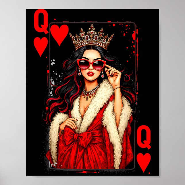Affiche Queen Of Heart Playing Card Love Valentine Outfit  (Devant)