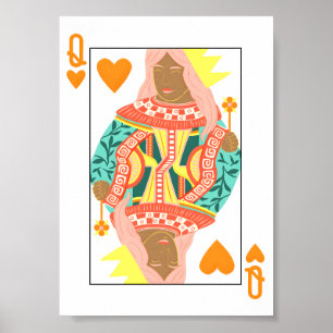 Affiche Queen of Hearts Modern Playing Card Art
