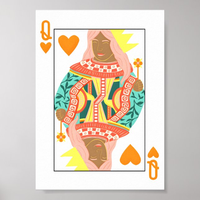Affiche Queen of Hearts Modern Playing Card Art (Devant)