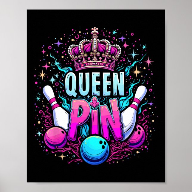 Affiche Queen Pin Shirt Bowler Bowling League For Bowling  (Devant)