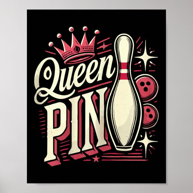 Affiche Queen Pin Shirt Bowler Bowling League For Bowling  (Devant)