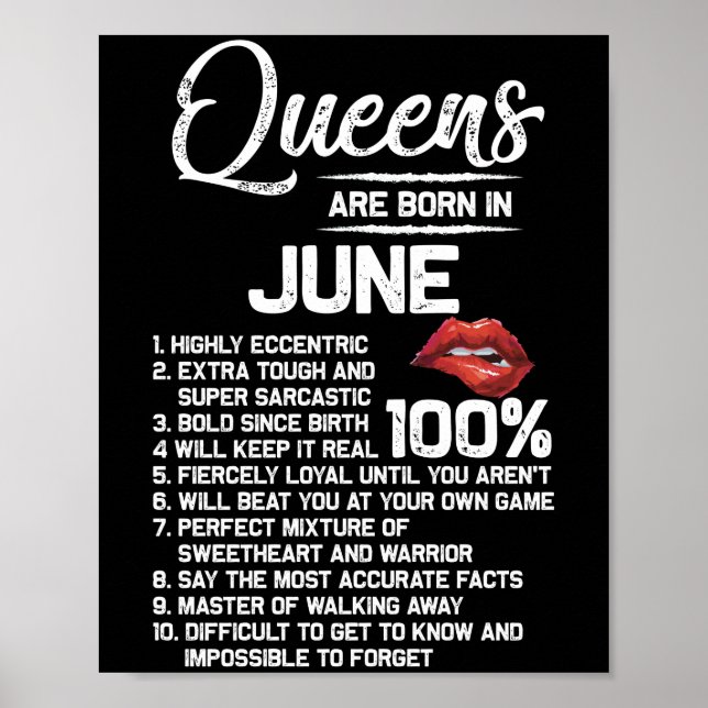 Affiche Queens Are Born in June Birthdays (Devant)
