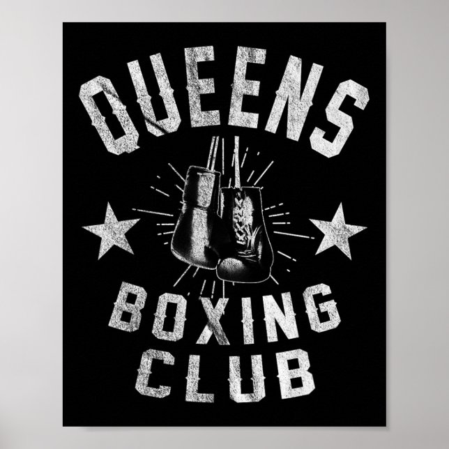 Affiche Queens Boxing Club - Boxer Vintage en détresse (Devant)