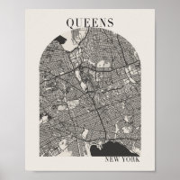 Queens New York Boho Arch Beige Street Carte