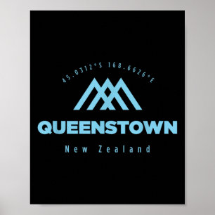 Affiche Queenstown Mountain Vacation Ski Nouvelle-Zélande