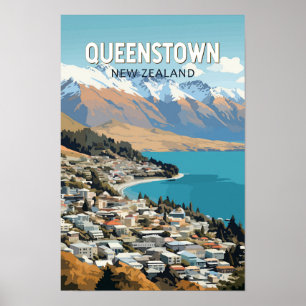 Affiche Queenstown Nouvelle-Zélande Voyage Art Vintage