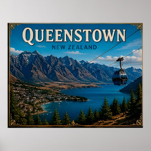 Affiche 🧲 Queenstown Nouvelle-Zélande Voyage Souvenir Pou
