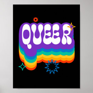 Affiche Queer. LGBT+Pride. Arc en ciel.