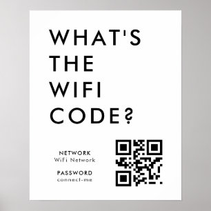 Affiche Quel est le code WiFi ? Scannez le code QR pour