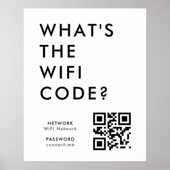 Affiche Quel est le code WiFi ? | Scannez le code QR pour  (Devant)