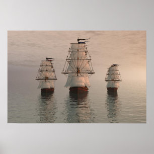 Affiche QUEL NAVIRE ? ? 3 navires du XIXe siècle