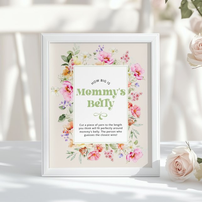 Affiche Quelle taille a le ventre de maman Fête de bébé Fl (Créateur téléchargé)