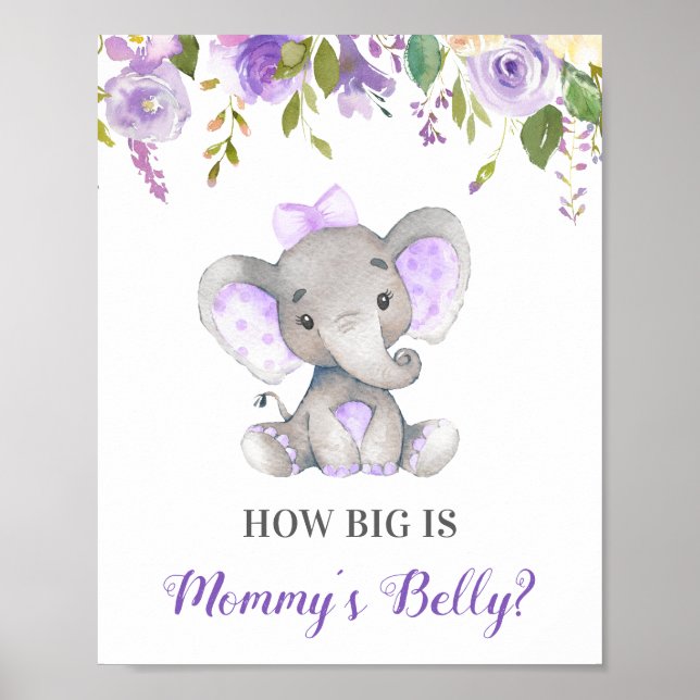 Affiche Quelle taille est le jeu de Baby shower Belly Elep (Devant)