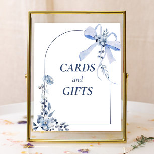 Affiche Quelque chose Blue Floral Bow Arch Cartes & Cadeau