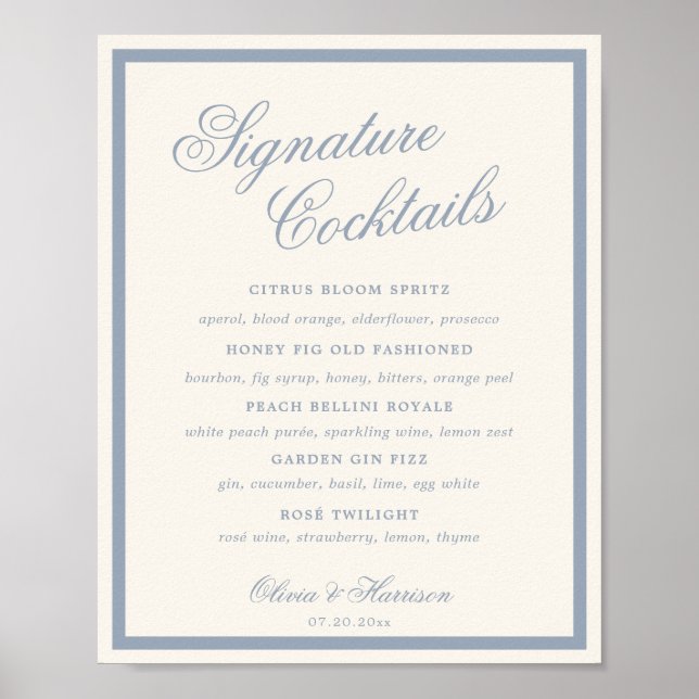 Affiche Quelque Chose de Bleu Boissons Signature Dusty Blu (Devant)