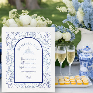 Affiche Quelque chose de Fête des mariées Florale Bleu Mim