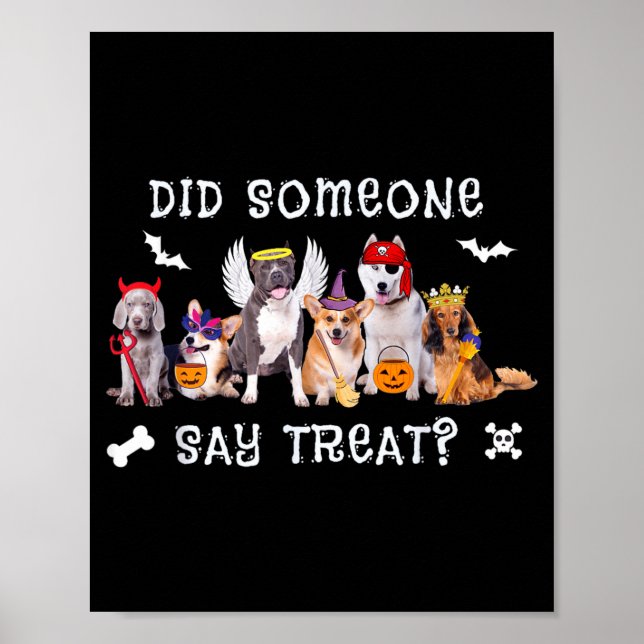 Affiche Quelqu'un a dit friandise Chien drôle Halloween (Devant)