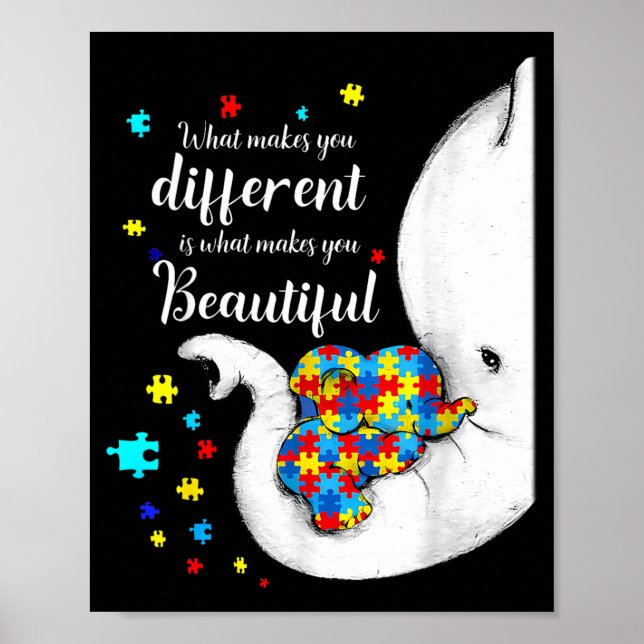 Affiche Qu'est-ce qui rend différent Beau Éléphant Autisme (Devant)