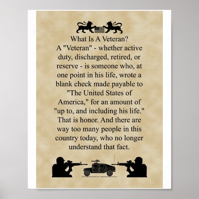 Affiche Qu'est-ce qu'une version plus petite pour vétéran (Devant)