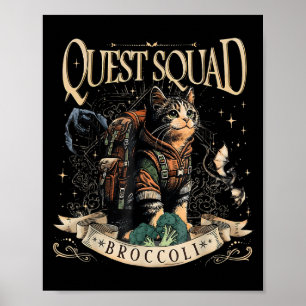 Affiche Quest Imaginaire Squad Broccoli Kitten Chat drôle