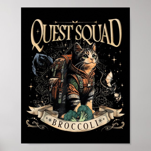 Affiche Quest Imaginaire Squad Broccoli Kitten Chat drôle (Devant)