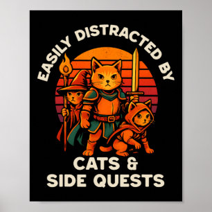 Affiche Quête secondaire de chat Drôles de chats Joueur de