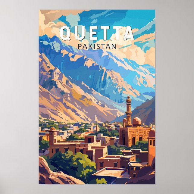 Affiche Quetta Pakistan Voyage Art Vintage (Devant)