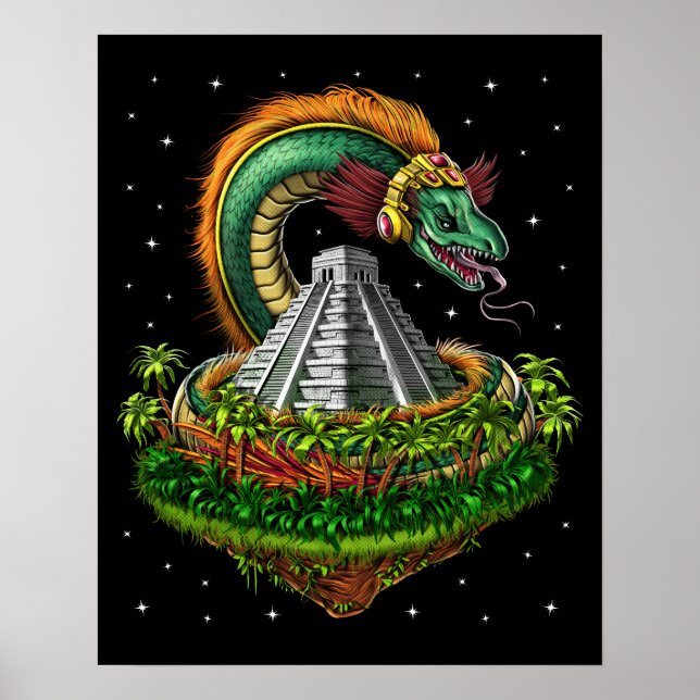 Affiche Quetzalcoatl Aztec Serpent à plumes Dieu (Devant)
