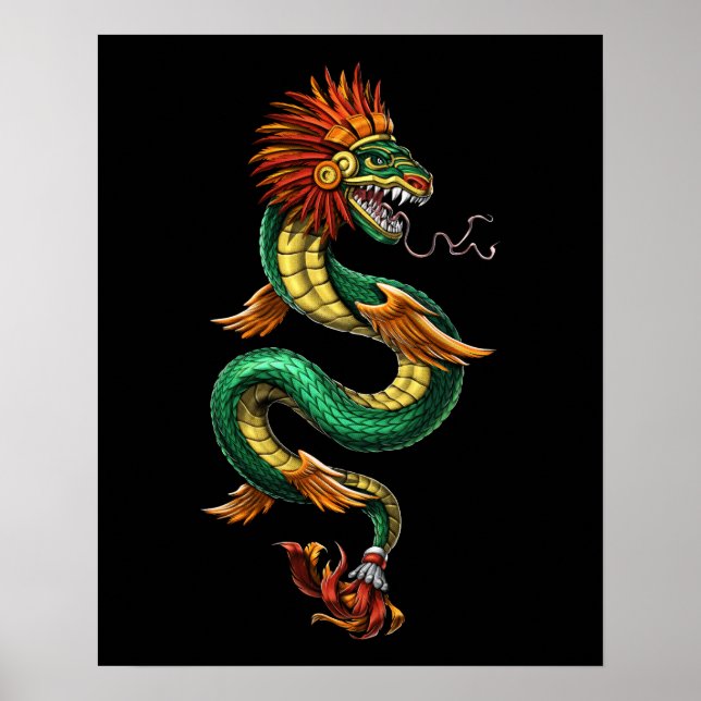 Affiche Quetzalcoatl Aztec Serpent à plumes Dieu (Devant)