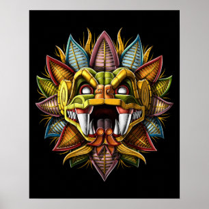 Affiche Quetzalcoatl Aztec Serpent à plumes Dieu