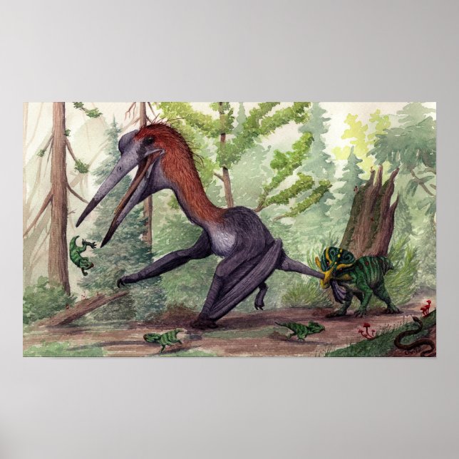 Affiche Quetzalcoatlus vs Leptoceratops (Devant)