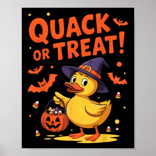 Affiche Queue Ou Traiter Drôle Canard En Caoutchouc Hallow (Devant)