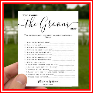 Affiche Qui Connaît Le Groom Meilleur Jeu De Mariage Éléga