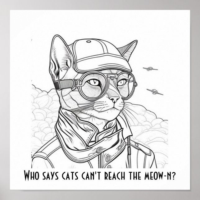 Affiche Qui dit que les chats ne peuvent pas atteindre le  (Devant)