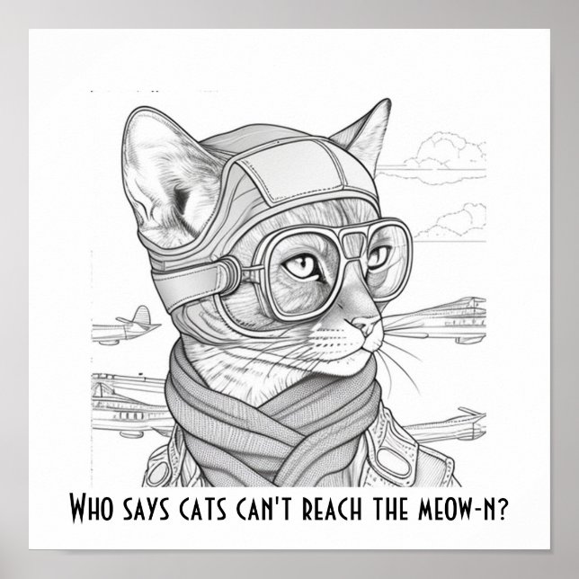 Affiche Qui dit que les chats ne peuvent pas atteindre le  (Devant)