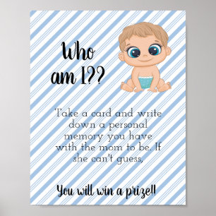 Affiche Qui Suis-Je ? Panneau baby shower