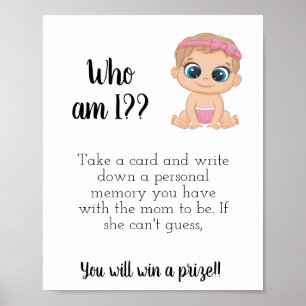Affiche Qui Suis-Je ? Panneau baby shower