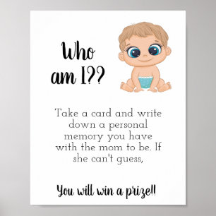 Affiche Qui Suis-Je ? Panneau baby shower