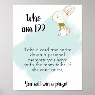 Affiche Qui Suis-Je ? Panneau baby shower